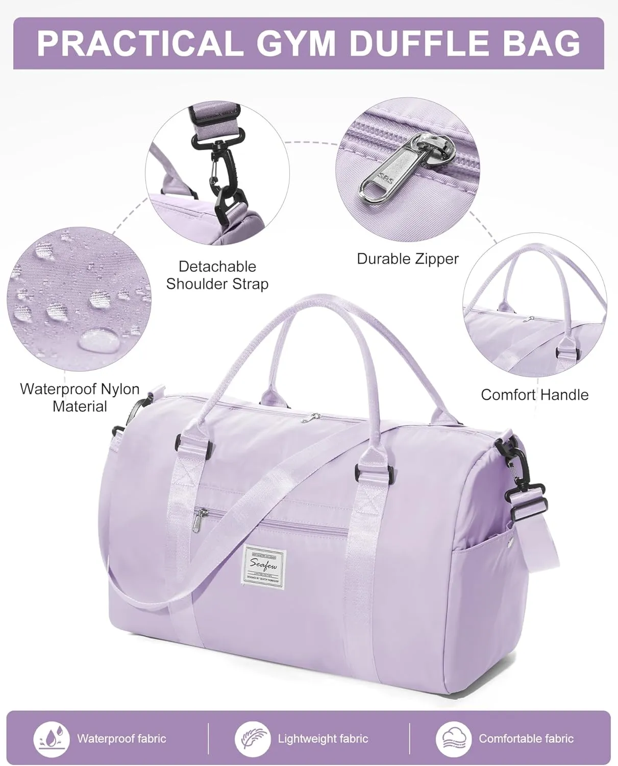 Gym Bag Womens Mens with Shoes Compartment and Wet Pocket Travel Duffel Bag for Women for Plane Sport Gym Tote Bags Swimming Yoga Waterproof Weekend Overnight Carry on Bag Hospital Holdalls