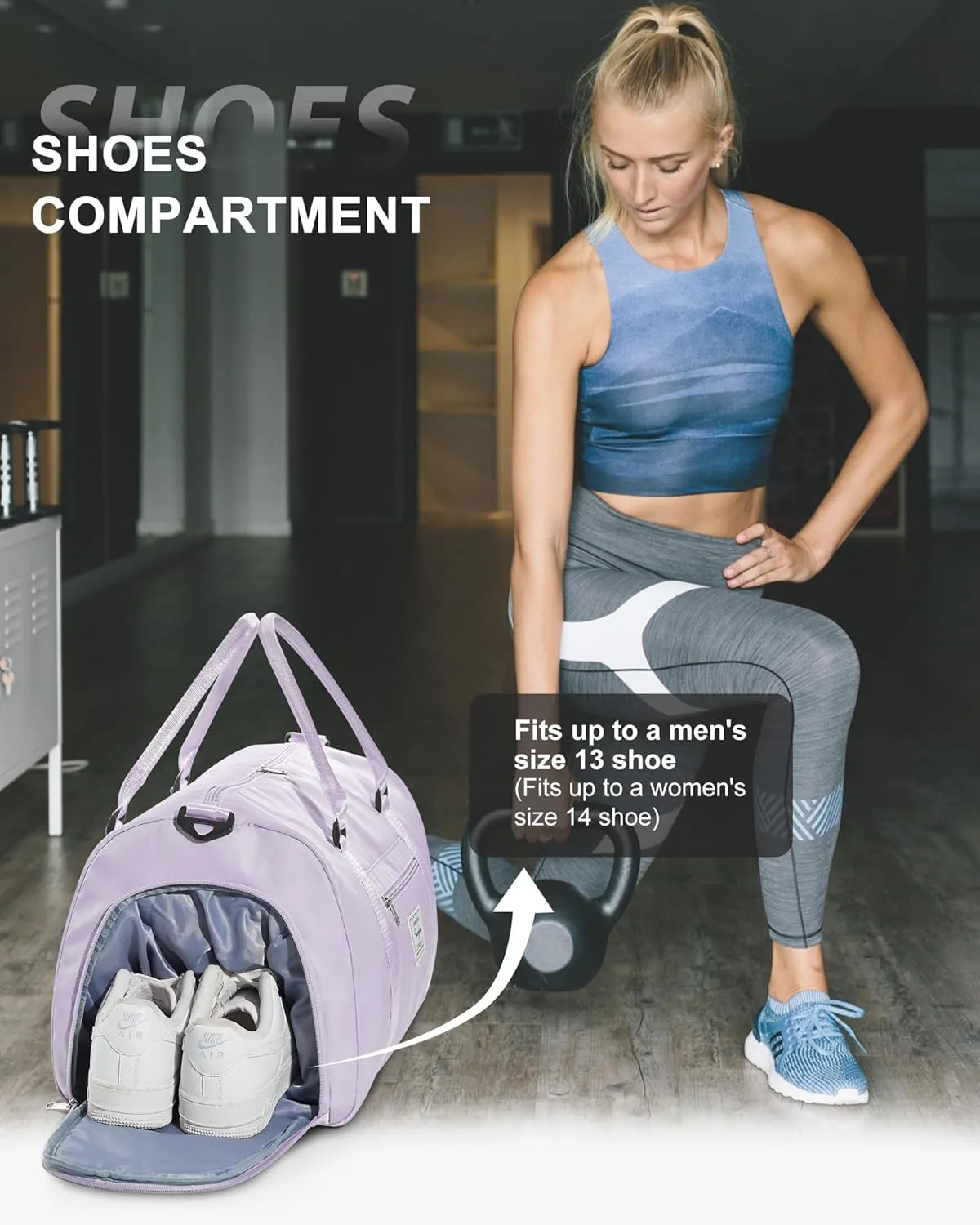 Gym Bag Womens Mens with Shoes Compartment and Wet Pocket Travel Duffel Bag for Women for Plane Sport Gym Tote Bags Swimming Yoga Waterproof Weekend Overnight Carry on Bag Hospital Holdalls