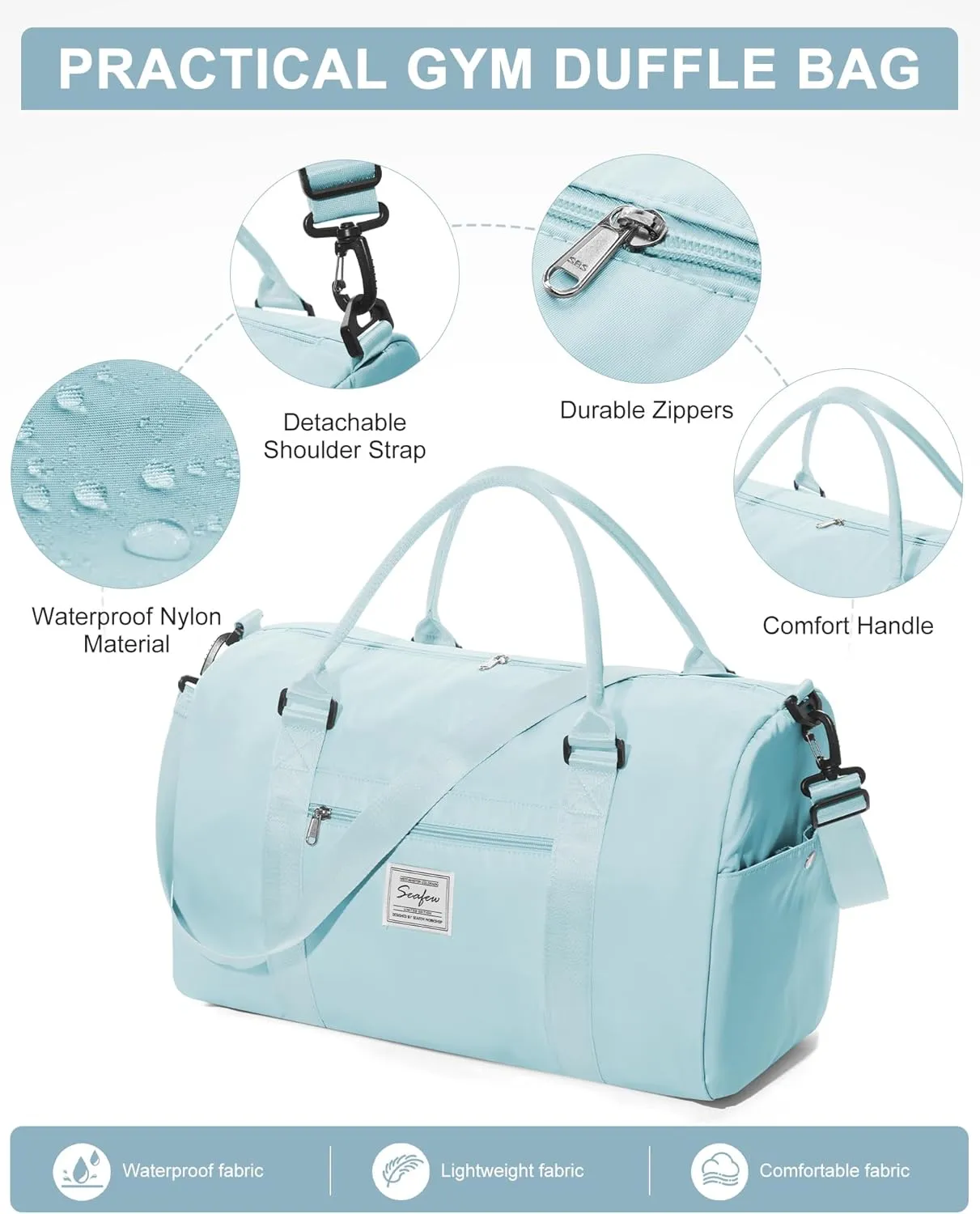Gym Bags Womens Mens with Shoes Compartment and Wet Pocket Travel Duffel Bag for Women for Plane Sport Gym Tote Bags Swimming YogaSmall Waterproof Weekend Overnight Bag Carry on Bag Hospital Holdalls