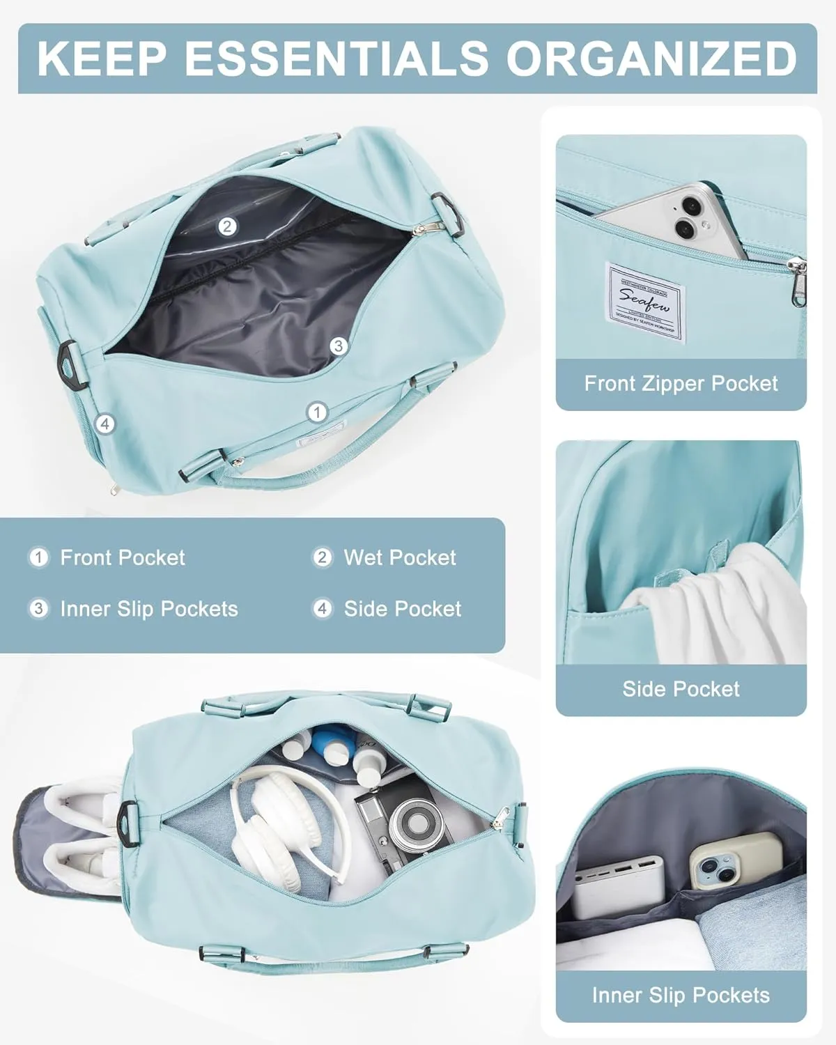Gym Bags Womens Mens with Shoes Compartment and Wet Pocket Travel Duffel Bag for Women for Plane Sport Gym Tote Bags Swimming YogaSmall Waterproof Weekend Overnight Bag Carry on Bag Hospital Holdalls