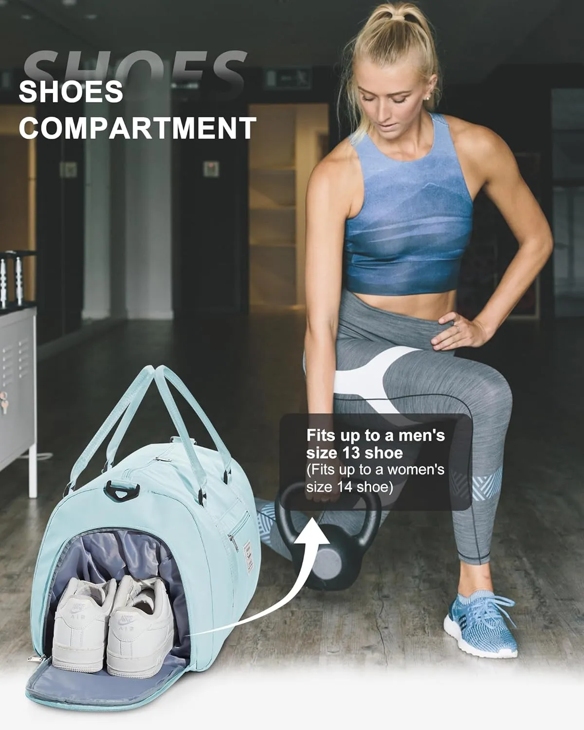 Gym Bags Womens Mens with Shoes Compartment and Wet Pocket Travel Duffel Bag for Women for Plane Sport Gym Tote Bags Swimming YogaSmall Waterproof Weekend Overnight Bag Carry on Bag Hospital Holdalls