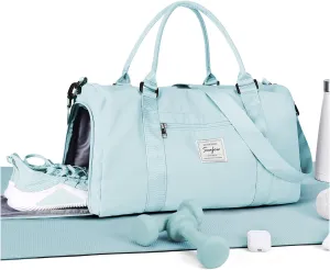 Gym Bags Womens Mens with Shoes Compartment and Wet Pocket Travel Duffel Bag for Women for Plane Sport Gym Tote Bags Swimming YogaSmall Waterproof Weekend Overnight Bag Carry on Bag Hospital Holdalls