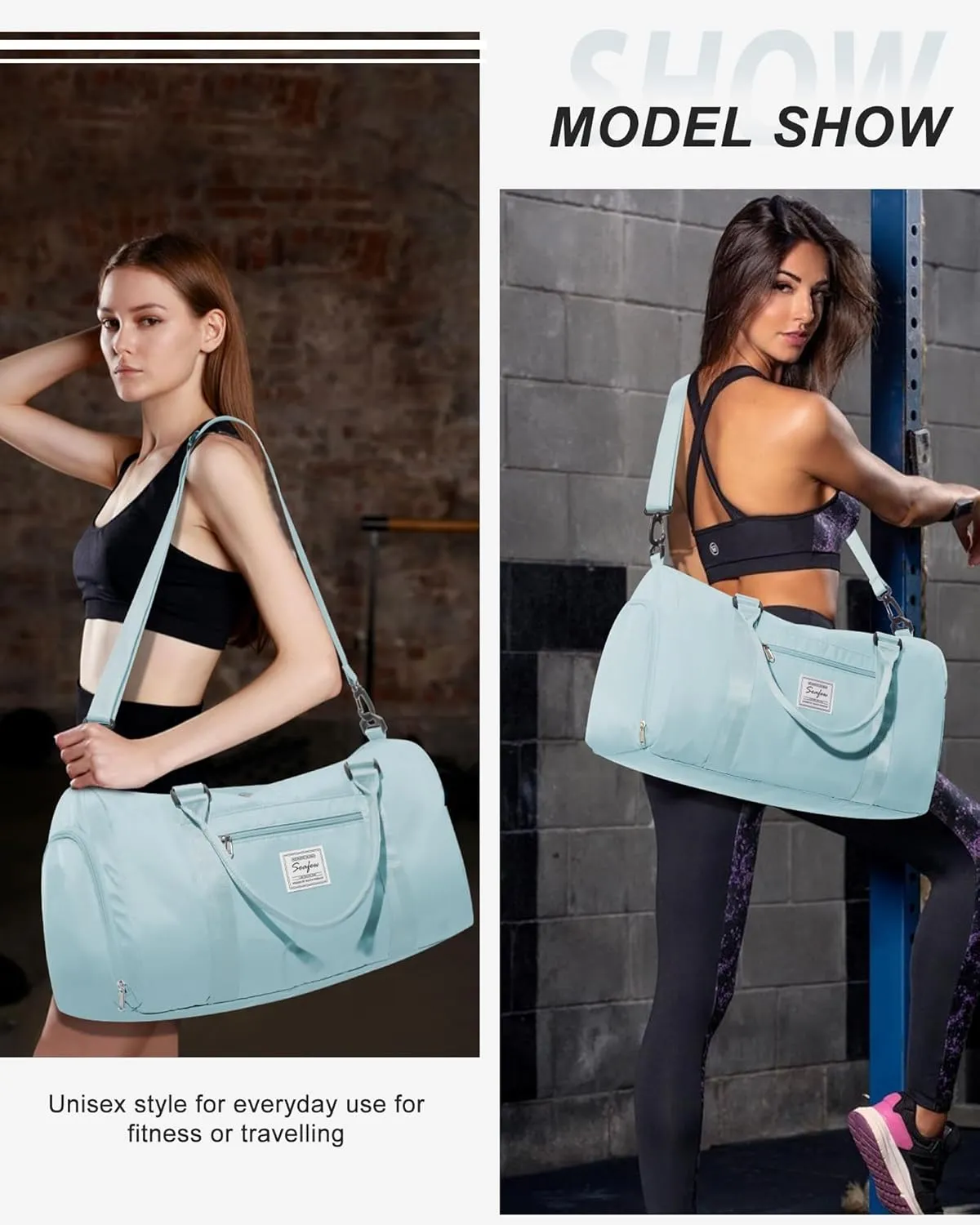 Gym Bags Womens Mens with Shoes Compartment and Wet Pocket Travel Duffel Bag for Women for Plane Sport Gym Tote Bags Swimming YogaSmall Waterproof Weekend Overnight Bag Carry on Bag Hospital Holdalls