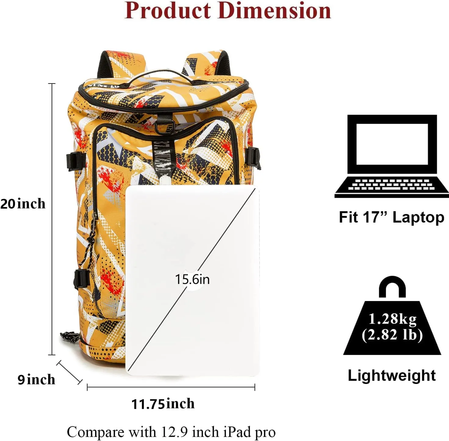 Gym Duffle Bag Waterproof black Laptop Backpack Suitable for Hiking, Fishing, Travel 40L Large Capacity Trendy Cool Lightweight Backpack for Men and Women