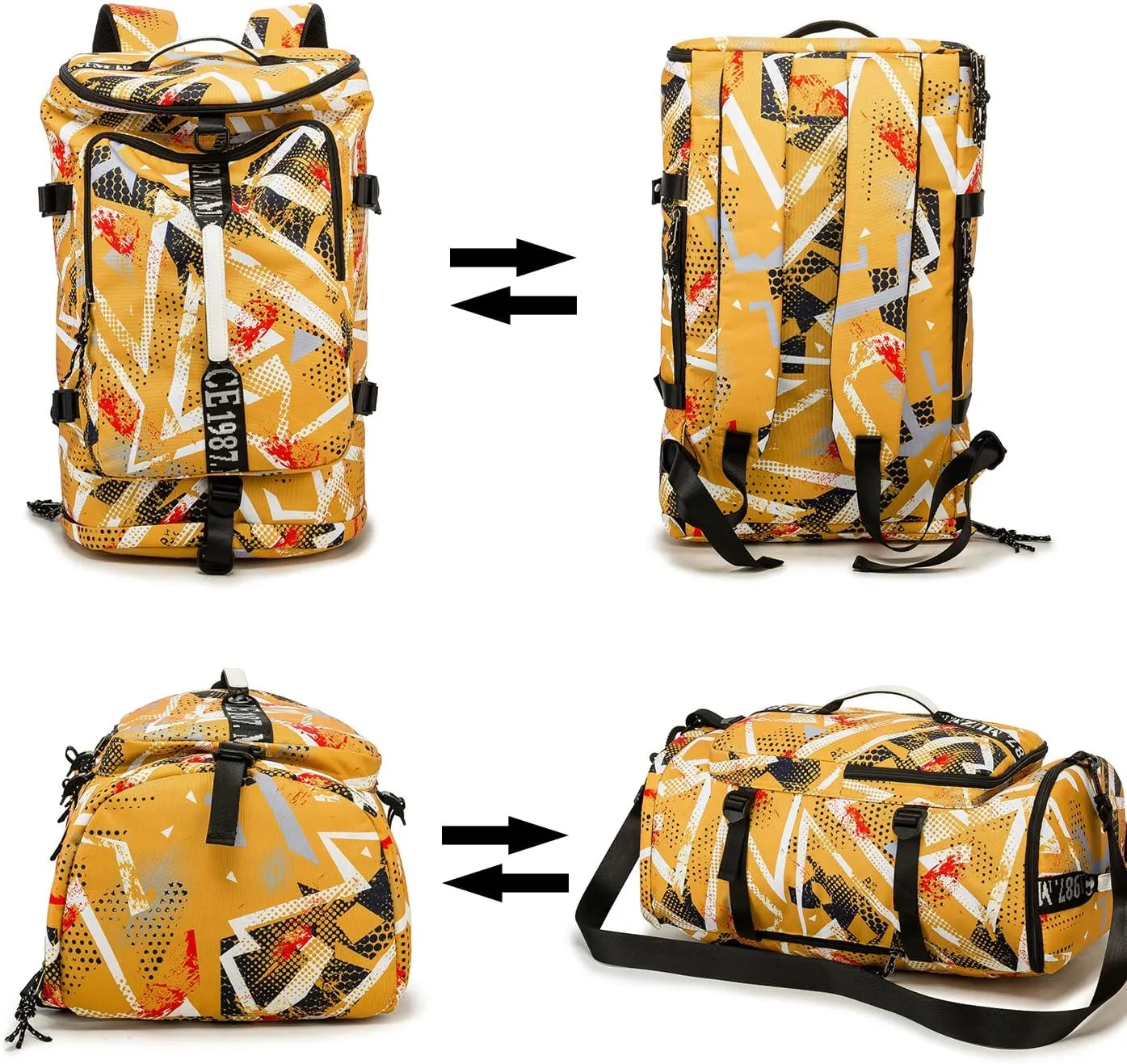 Gym Duffle Bag Waterproof black Laptop Backpack Suitable for Hiking, Fishing, Travel 40L Large Capacity Trendy Cool Lightweight Backpack for Men and Women