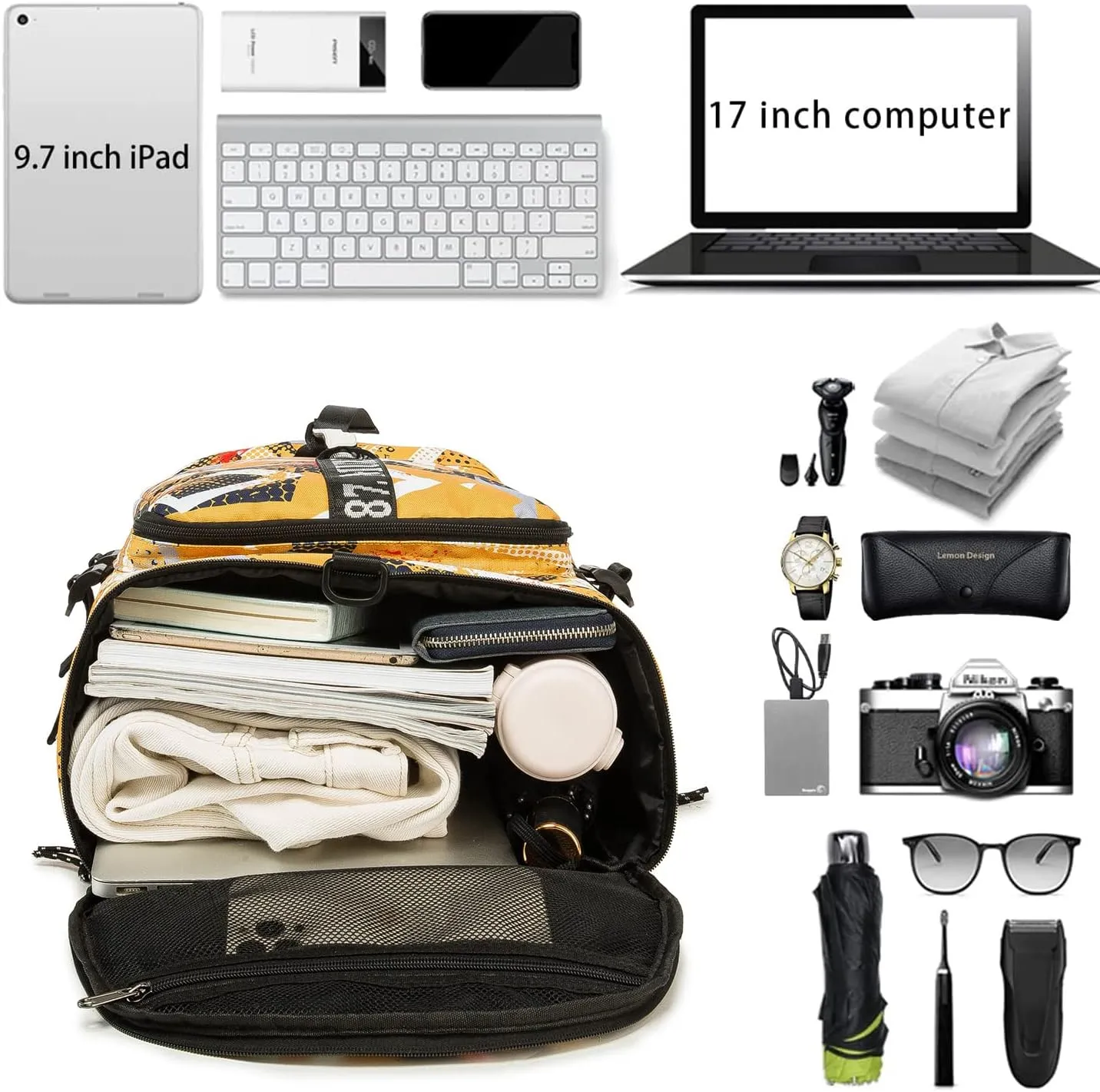 Gym Duffle Bag Waterproof black Laptop Backpack Suitable for Hiking, Fishing, Travel 40L Large Capacity Trendy Cool Lightweight Backpack for Men and Women