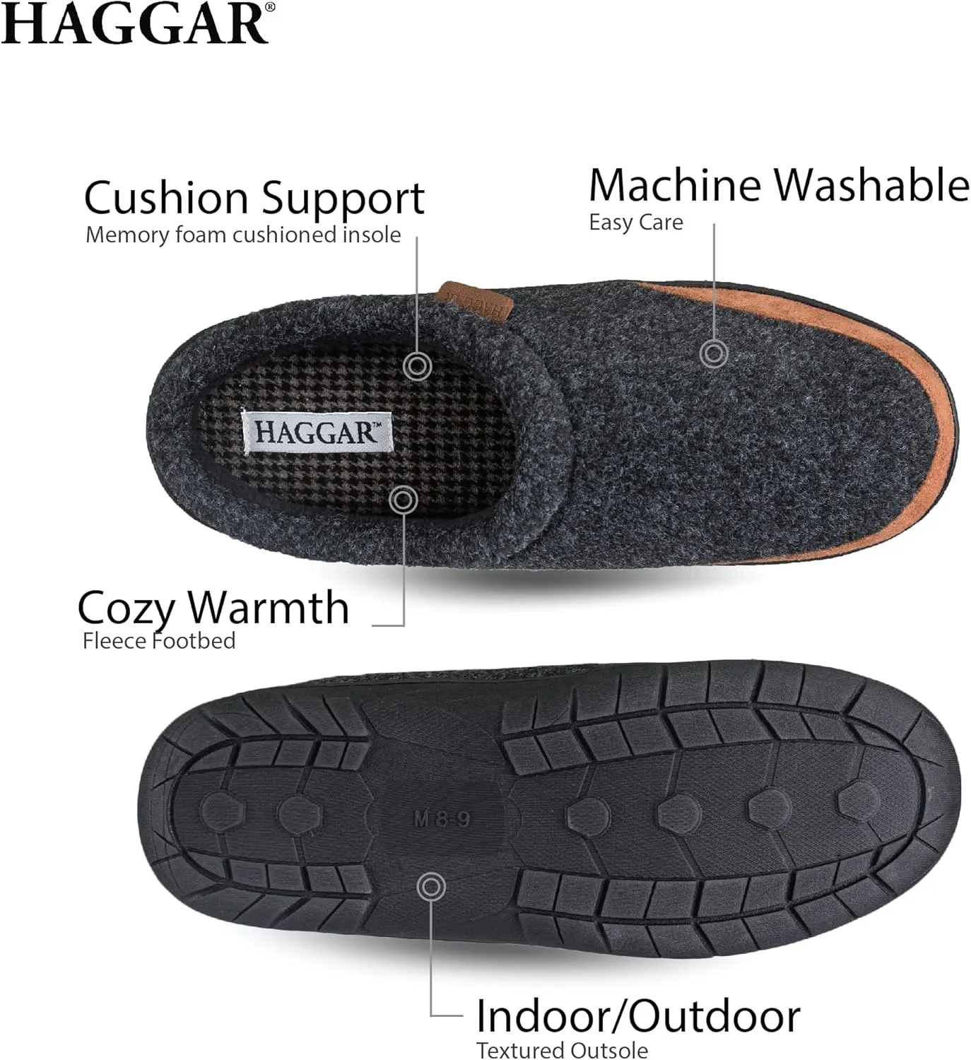 Haggar Men's Clog Slipper House Shoe Indoor/Outdoor with Memory Foam Comfort