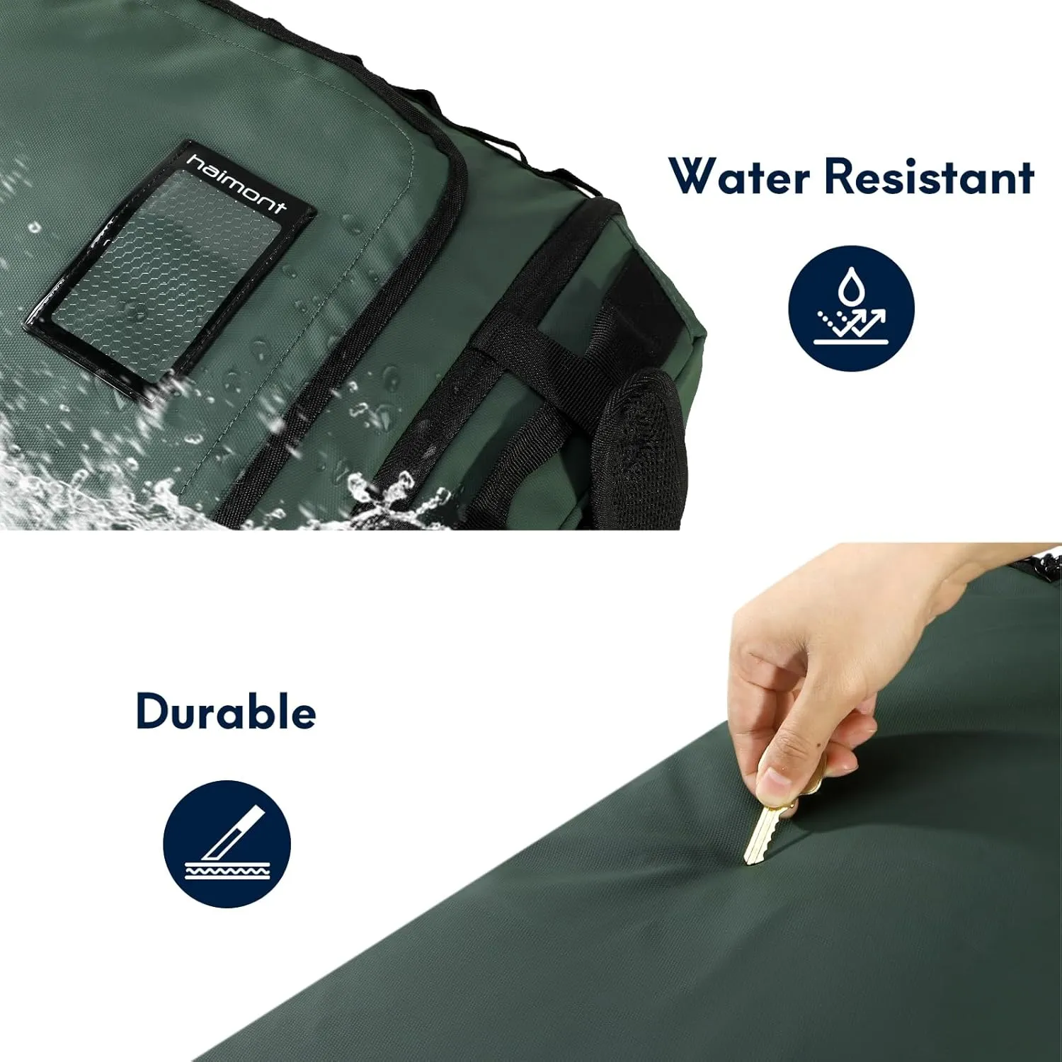 Haimont 50L Travel Duffle Bag for Men Women Foldable Sports Duffle Backpack for Gym Hiking Camping Workout Outdoor 60L with Pocket & Shoe Compartment, Upgrade, Army Green