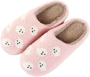 Halloween Slippers for Women Men Fuzzy Preppy Slipper Warm Funny Spooky Cloud Slipper House Couple Slipper Memory Foam Shoes, F-GY-DTX005