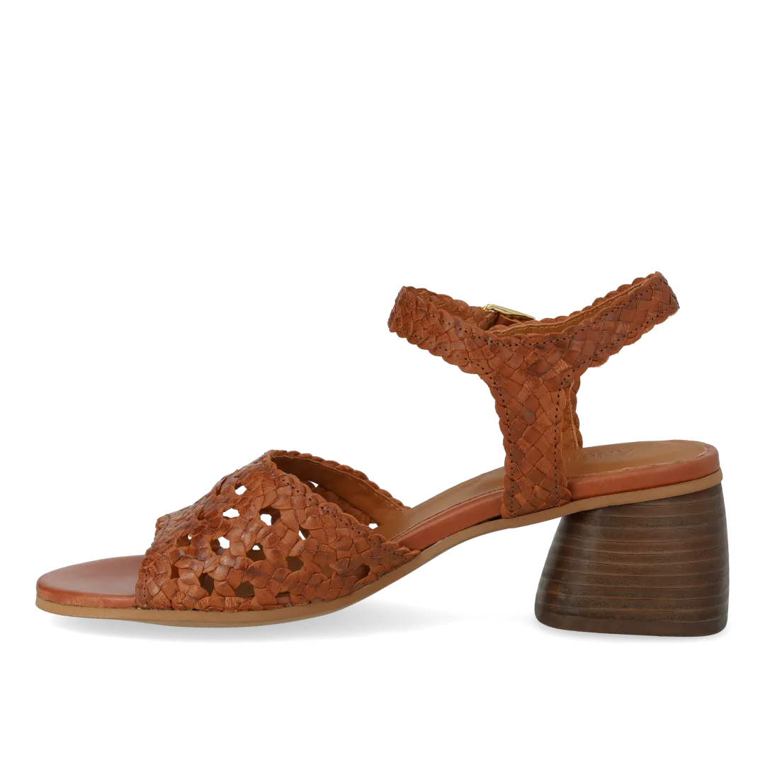 Hand-braided sandal with sculptural heel