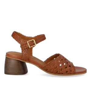 Hand-braided sandal with sculptural heel