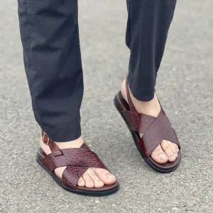 Hand made PU Sole Textured Leather Sandal SS-2338