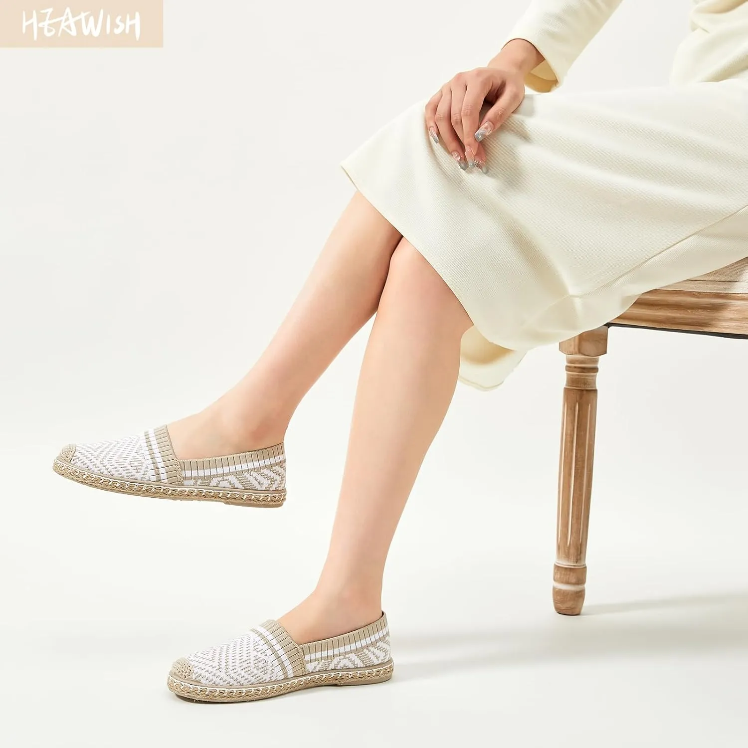 HEAWISH Ballet Flats for Women Loafer Slip on Shoes,Breathable Womens Shoes Dressy Casual Espadrilles for Women Rope Loafer Flats