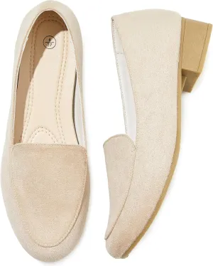 HEAWISH Women's Loafers Slip on Low Heel Shoes,Closed Toe Pumps Dress Shoes,Casual Loafer Work Flats Wedding Shoe