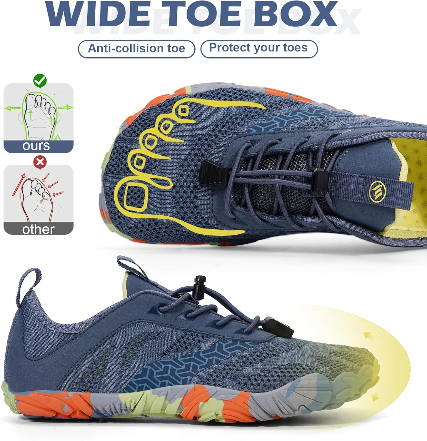 Hike Barefoot Shoes Women Men with Wide Toe Box Footwear Healthy Non-Slip Hike Beach Pool Aqua Swim Surf Hiking Running Athletic Water Shoe