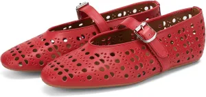 Hollow Ballet Flats Shoes for Women Breathable Hole Round Toe Ballerina Flats Fashion Women's Adjustable Buckle Strap Mary Jane Flats Comfortable Casual Dress