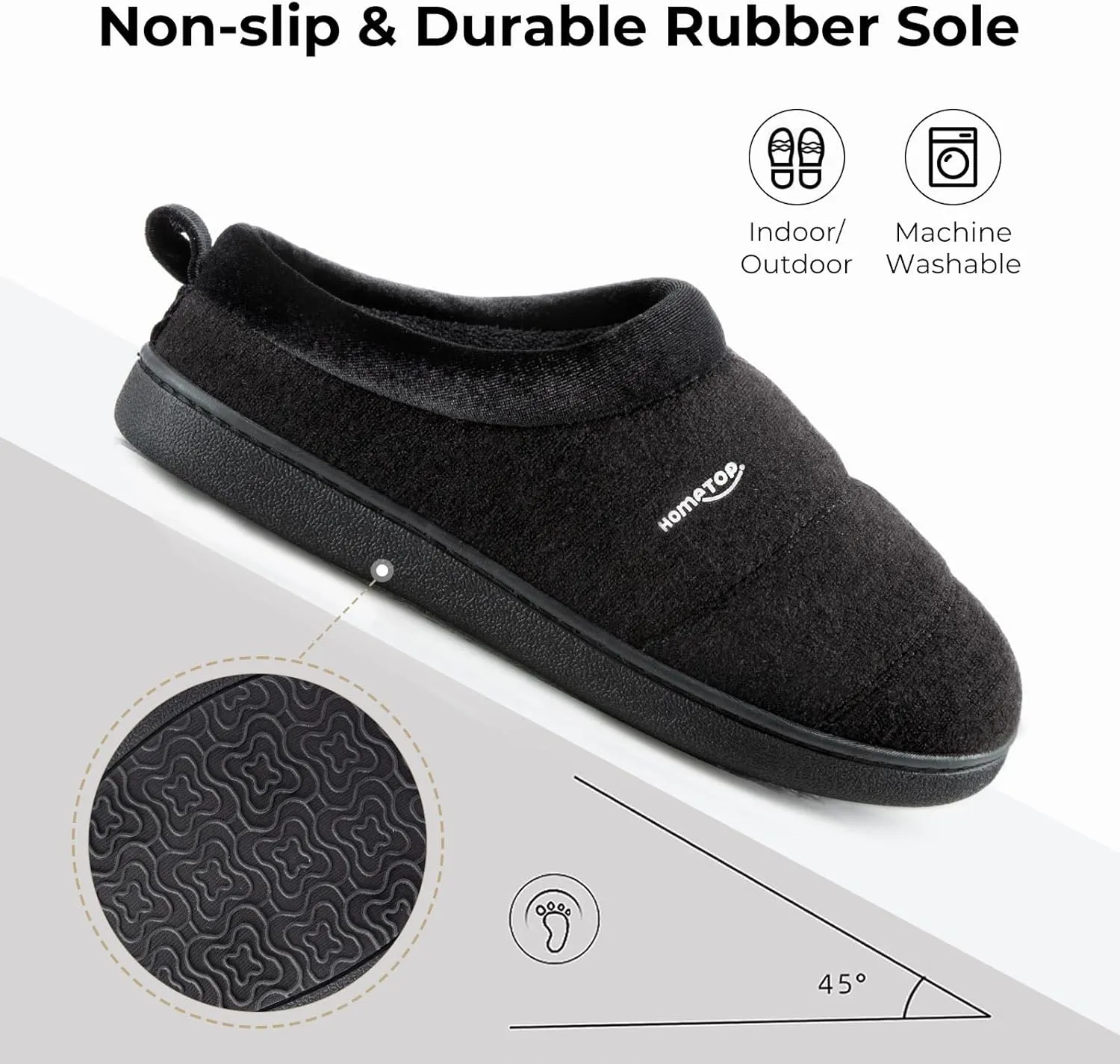 HomeTop Women's Comfy Quilted Slipper Soft Cashmere Like Slip on Memory Foam House Shoe