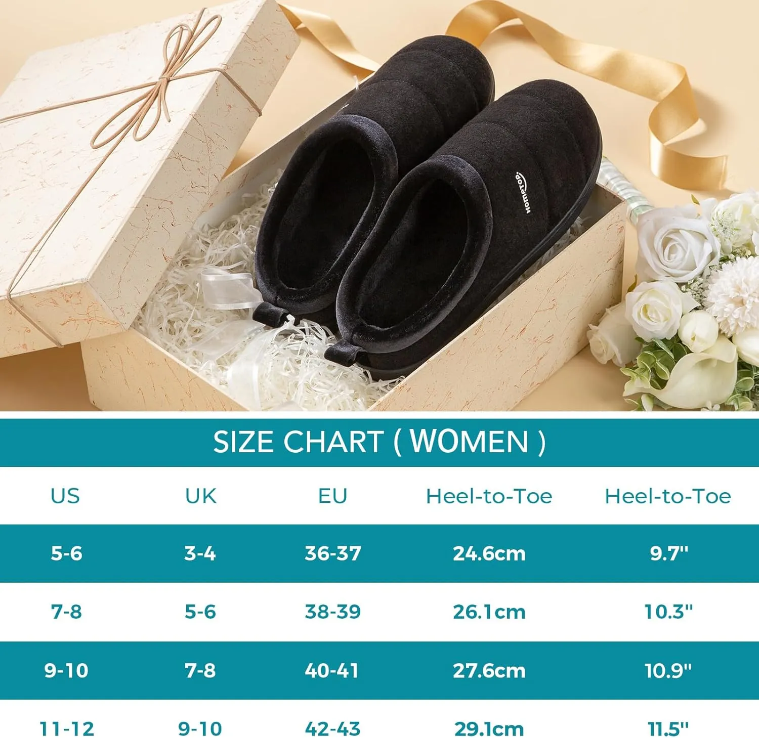 HomeTop Women's Comfy Quilted Slipper Soft Cashmere Like Slip on Memory Foam House Shoe