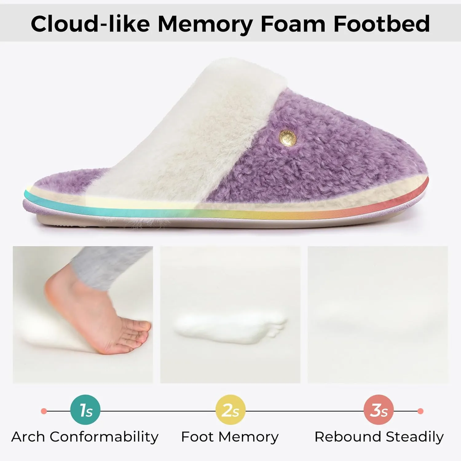 HomeTop Women's Cute Fuzzy Memory Foam Scuff Slippers Comfy Bedroom Lightweight Indoor House Shoes with Luxury Fluffy Collar