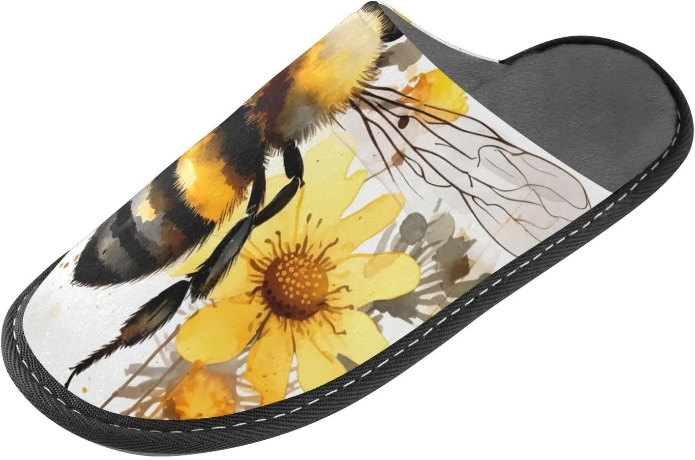 Honey Bee Flower House Slippers for Women Men Non-Slip Bridesmaid Slipper