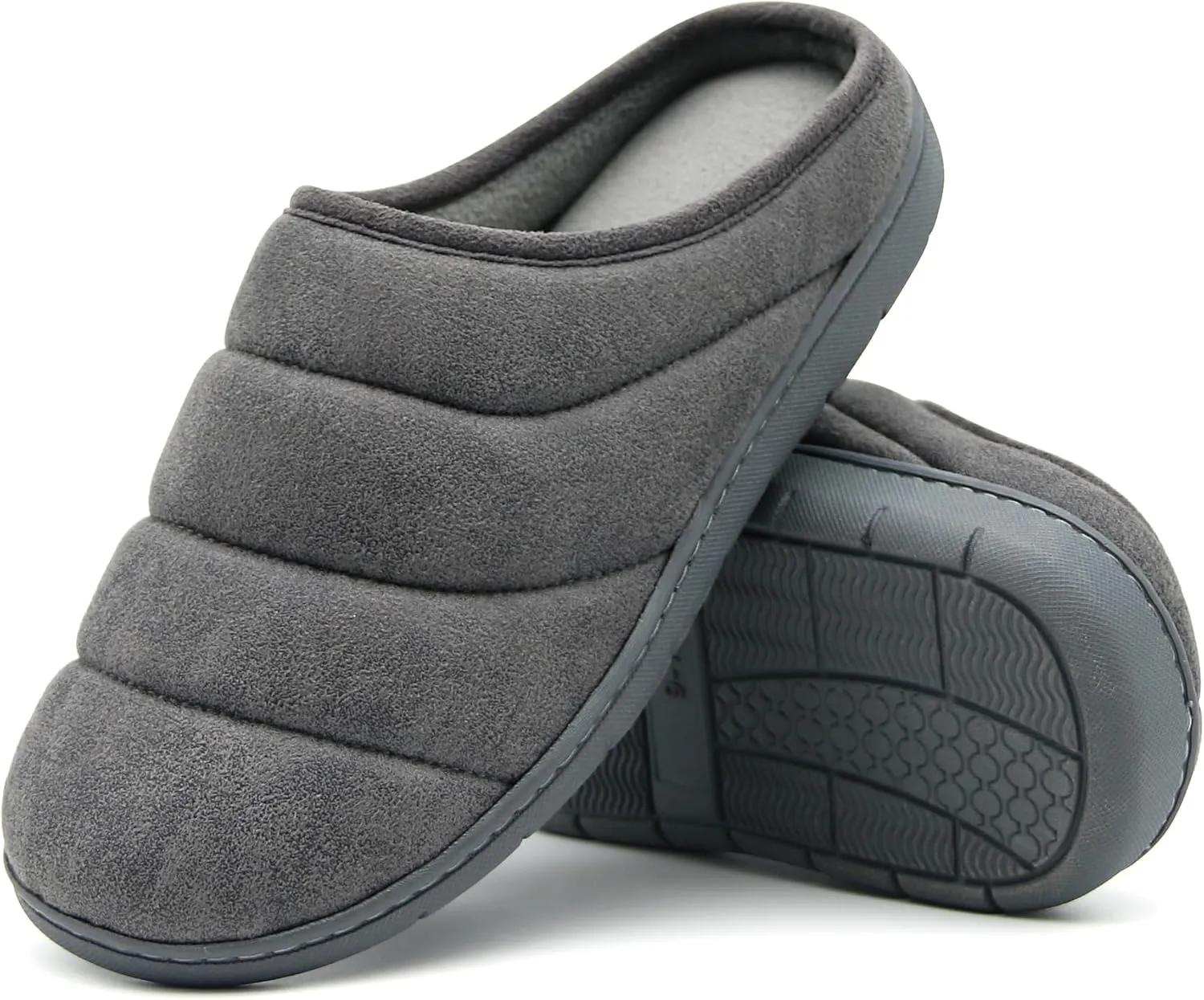 House Slippers for Men, Memory Foam Comfy Mens Slippers with Arch Support, Slip On Men's Bedroom Slipper with Rubber Sole Indoor Outdoor