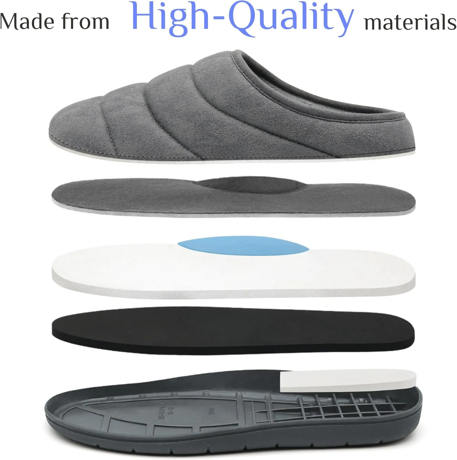 House Slippers for Men, Memory Foam Comfy Mens Slippers with Arch Support, Slip On Men's Bedroom Slipper with Rubber Sole Indoor Outdoor