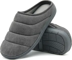 House Slippers for Men, Memory Foam Comfy Mens Slippers with Arch Support, Slip On Men's Bedroom Slipper with Rubber Sole Indoor Outdoor