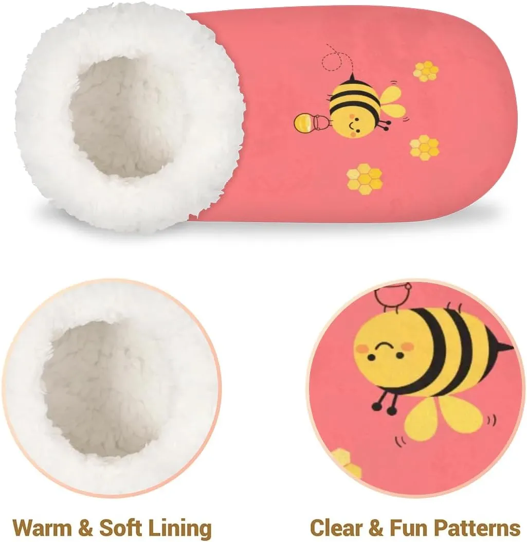 House Slippers for Women Men,Coral Fleece Fuzzy Slippers Socks,Memory Foam Non-Slip Indoor Outdoor Winter Bedroom Shoes