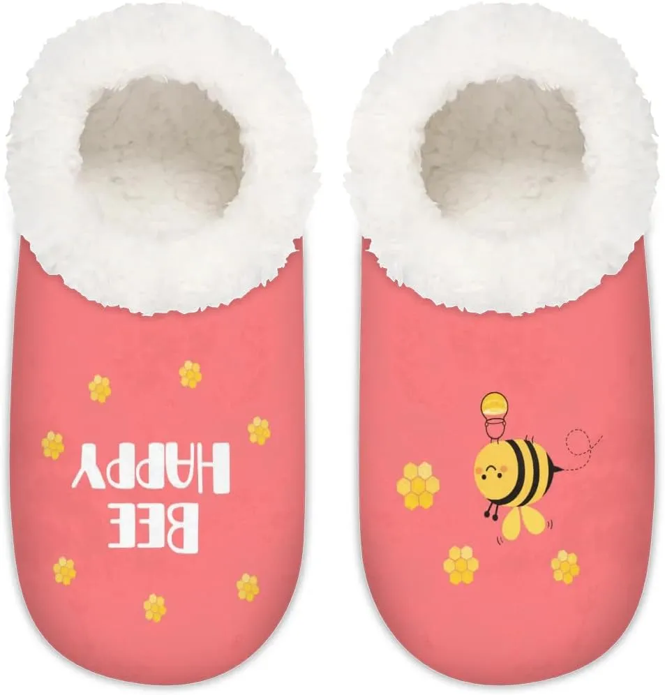 House Slippers for Women Men,Coral Fleece Fuzzy Slippers Socks,Memory Foam Non-Slip Indoor Outdoor Winter Bedroom Shoes