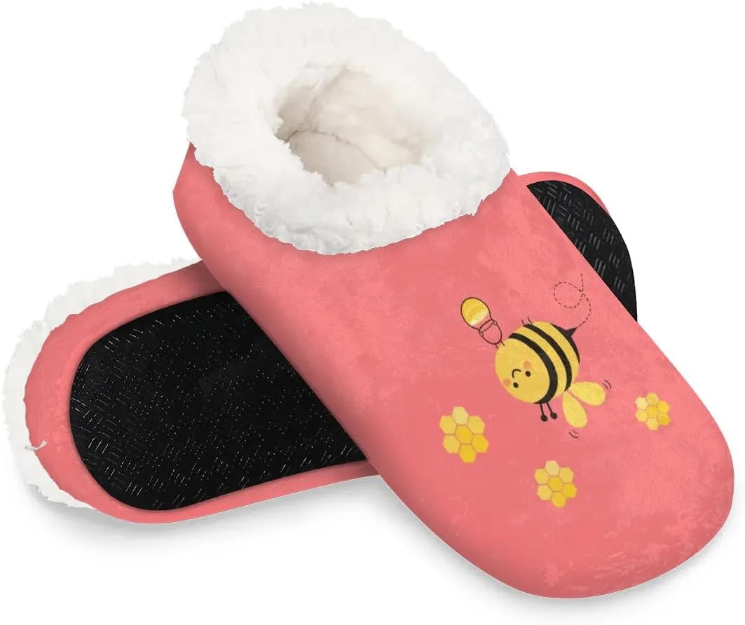 House Slippers for Women Men,Coral Fleece Fuzzy Slippers Socks,Memory Foam Non-Slip Indoor Outdoor Winter Bedroom Shoes