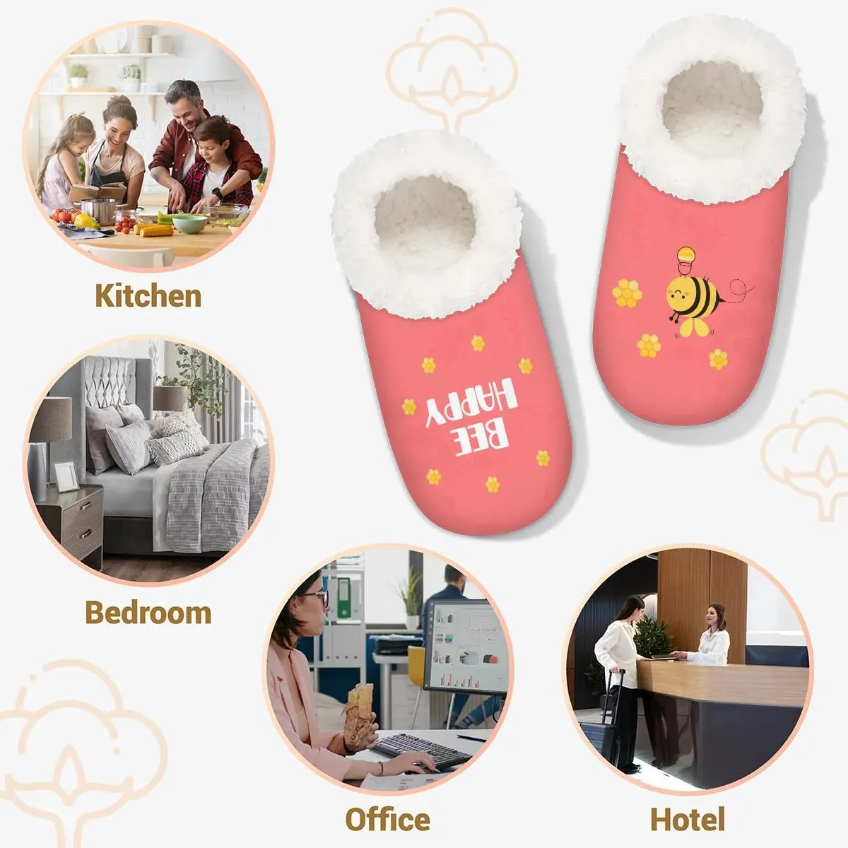 House Slippers for Women Men,Coral Fleece Fuzzy Slippers Socks,Memory Foam Non-Slip Indoor Outdoor Winter Bedroom Shoes