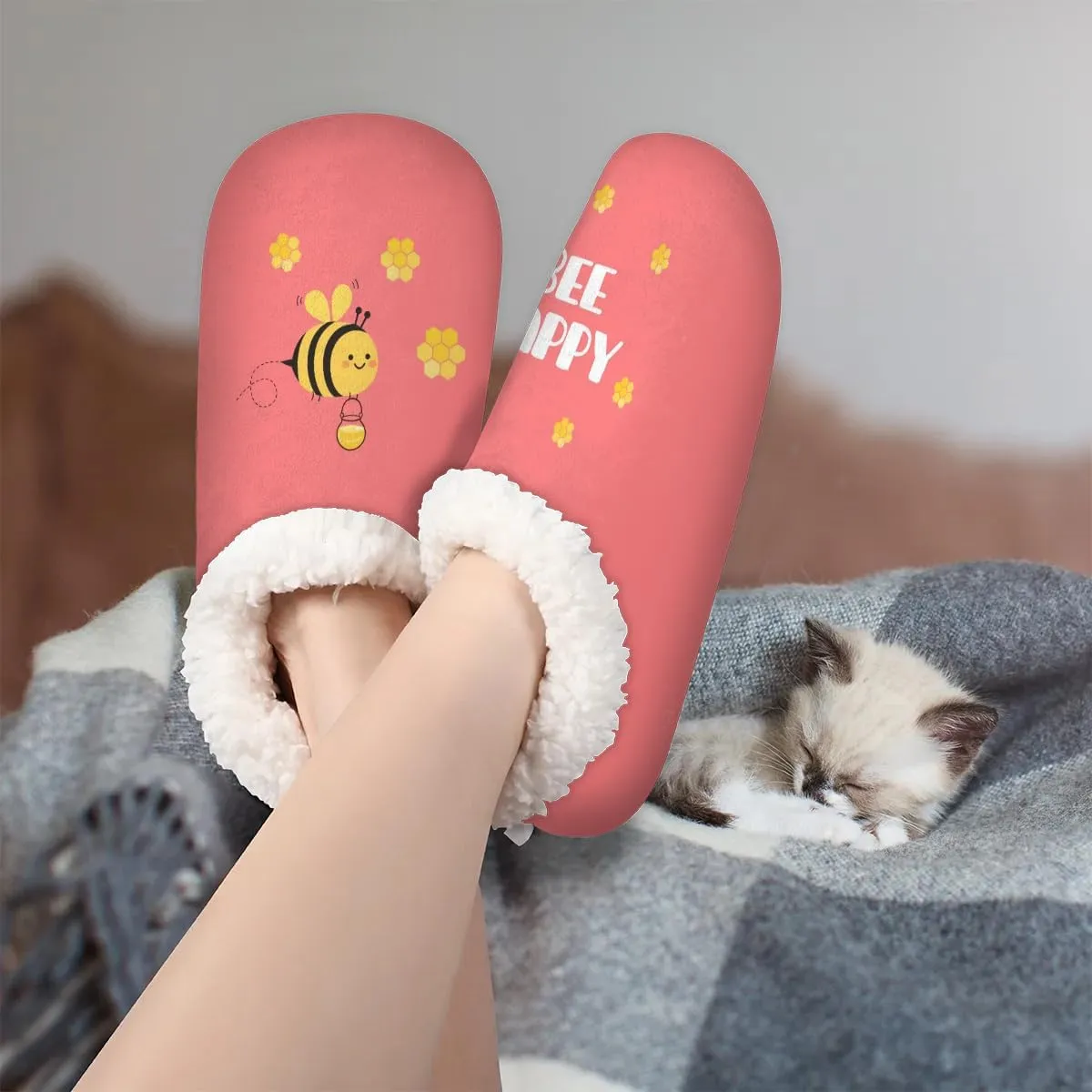 House Slippers for Women Men,Coral Fleece Fuzzy Slippers Socks,Memory Foam Non-Slip Indoor Outdoor Winter Bedroom Shoes
