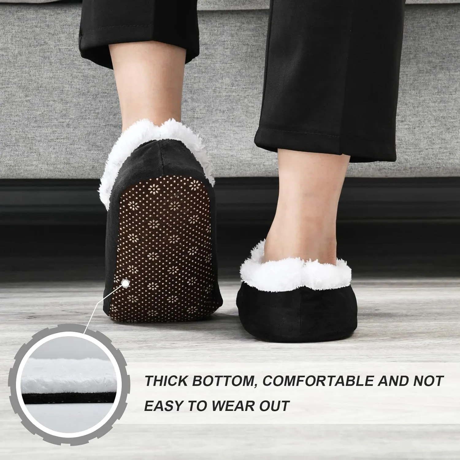 House Slippers Fuzzy Memory Foam Soft Slipper Socks for Woman Men