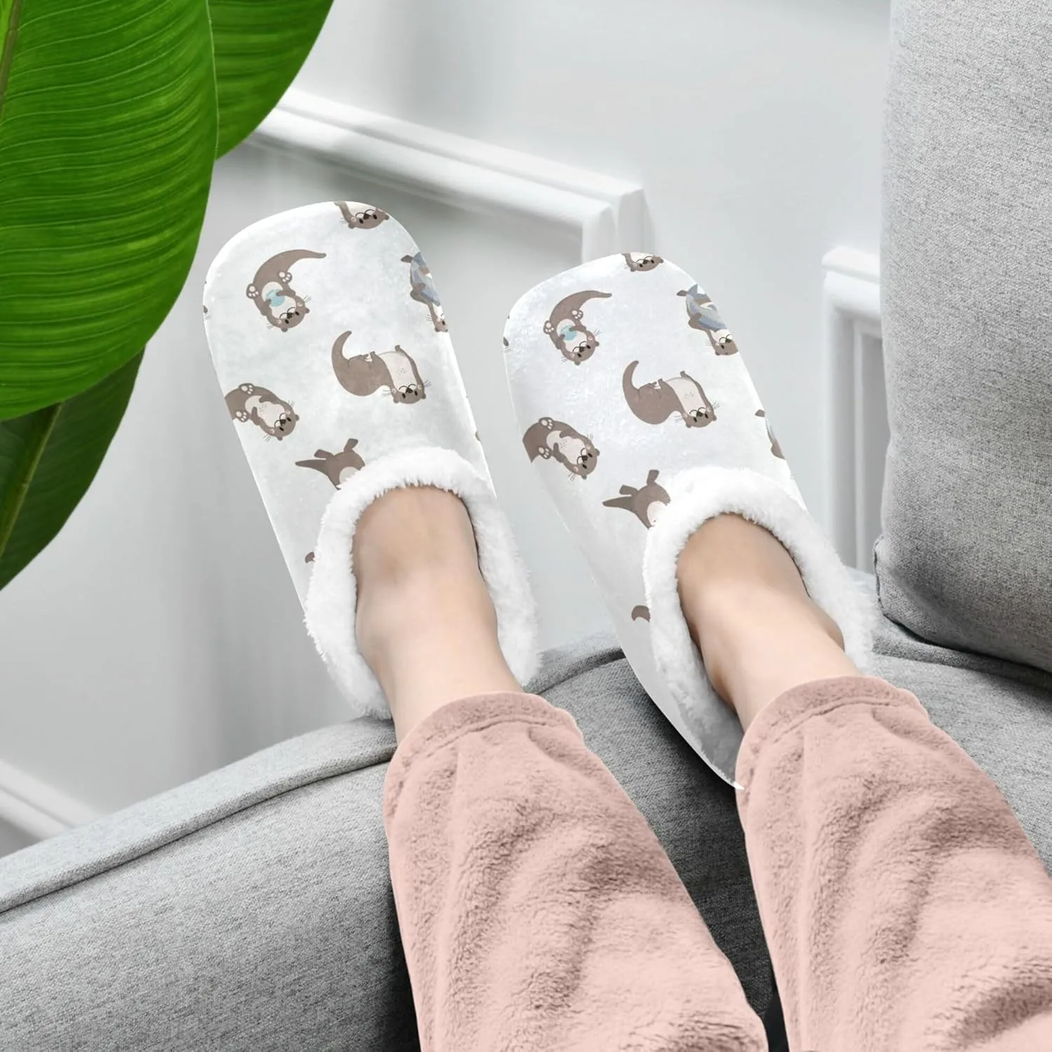 House Slippers Fuzzy Memory Foam Soft Slipper Socks for Woman Men