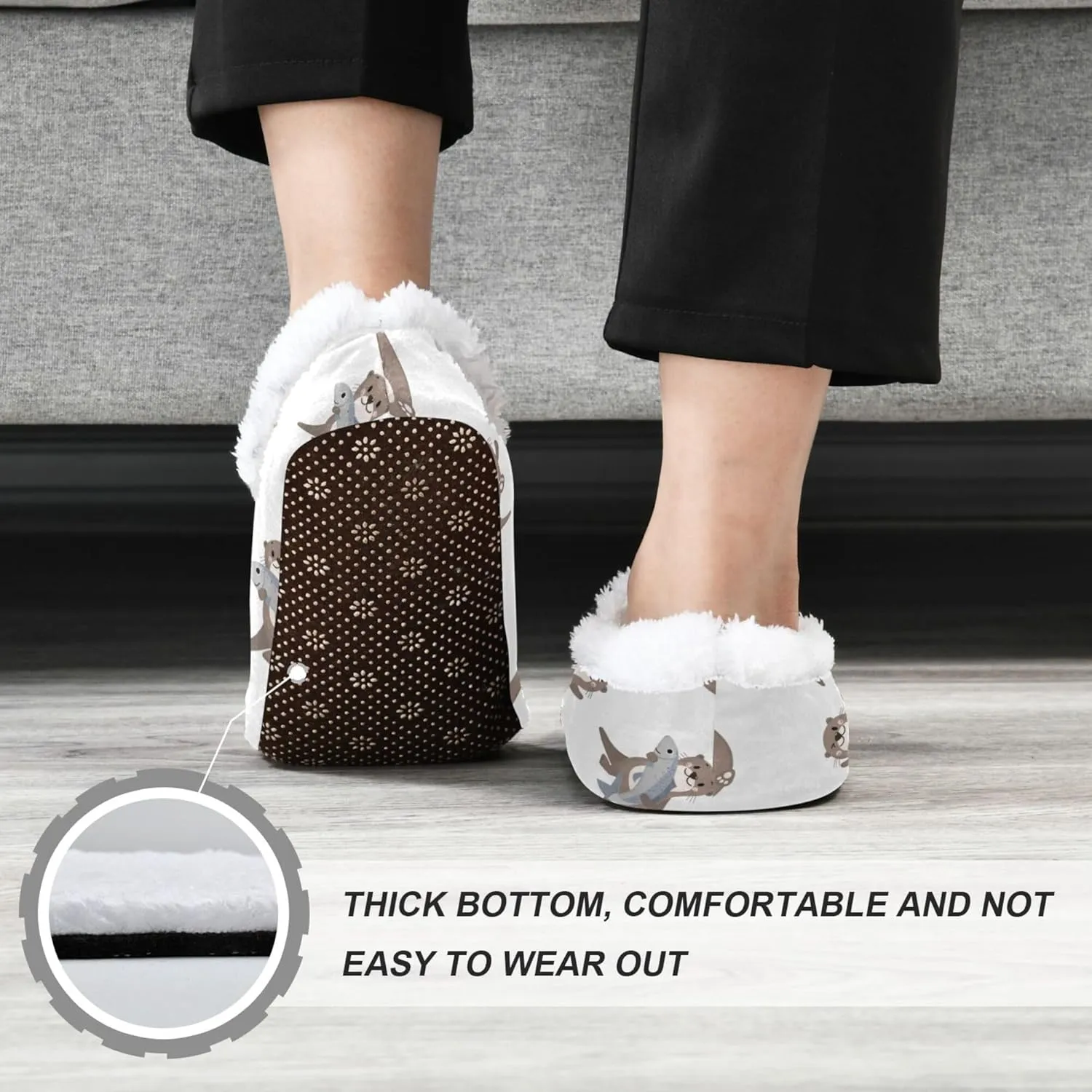 House Slippers Fuzzy Memory Foam Soft Slipper Socks for Woman Men