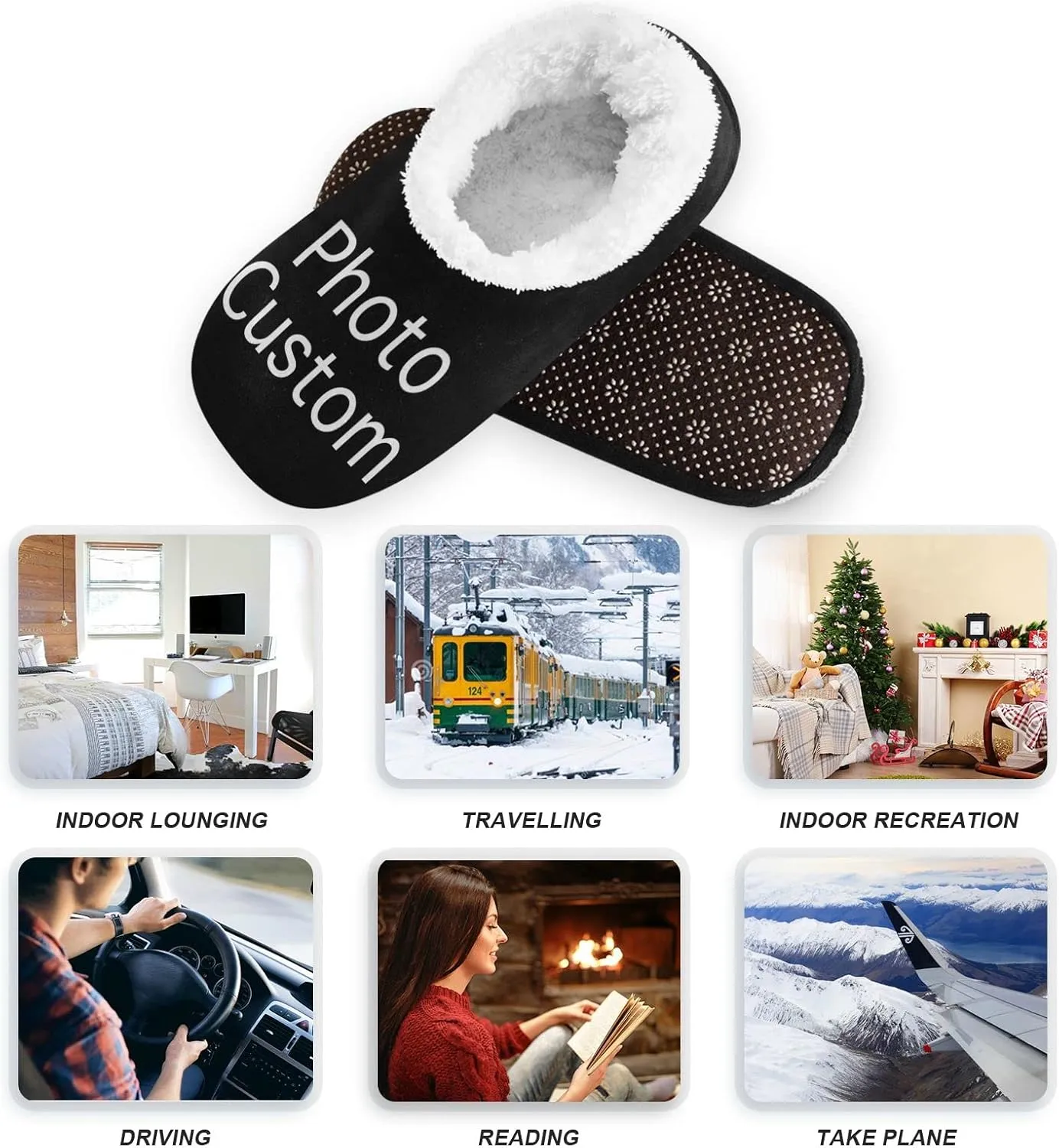 House Slippers Fuzzy Memory Foam Soft Slipper Socks for Woman Men