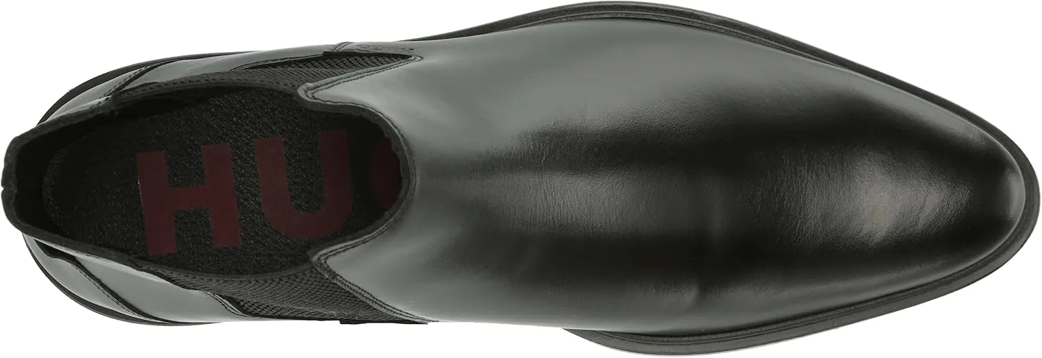HUGO Men's Kerr Shiny Leather Chelsea Boot Hiking Shoe