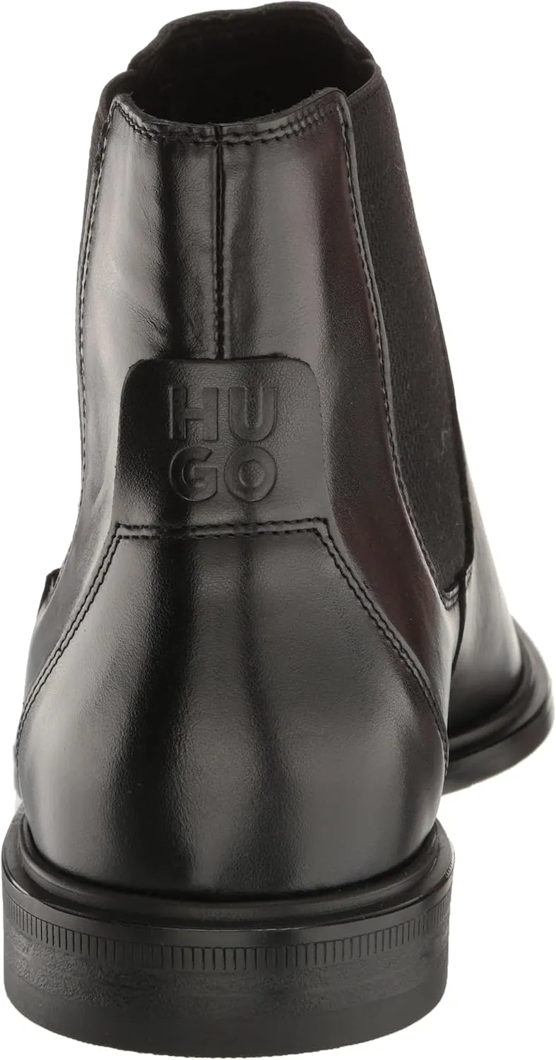 HUGO Men's Kerr Shiny Leather Chelsea Boot Hiking Shoe