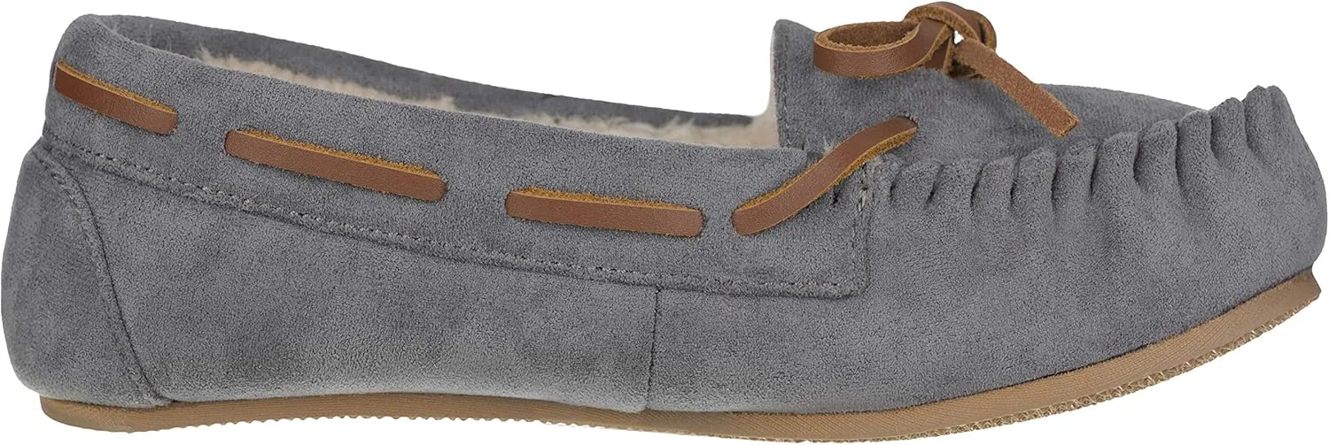 ILLUDE Women’s Moccasin Slipper Vegan Suede Faux Fur Lined Indoor Outdoor Moccasins Slip On Loafers Moccasins Shoes