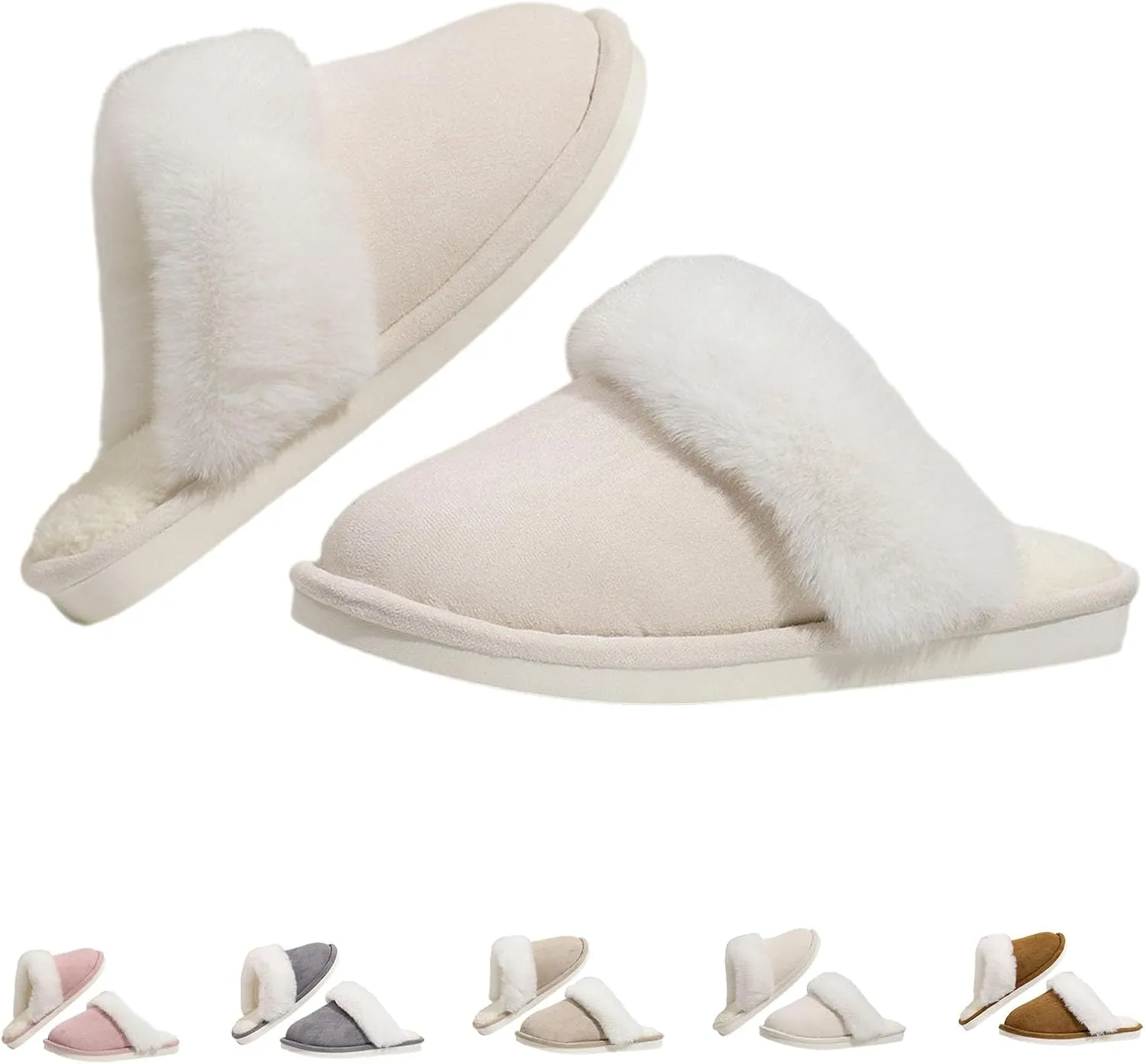 Imtosec Dreamtoe Slippers For Women, 2024 Dreamtoe Winter Warm Plush Faux Fur Lined Indooor House Slides, Women's Fuzzy Memory Foam Slippers Fluffy Winter House Shoes Indoor and Outdoor