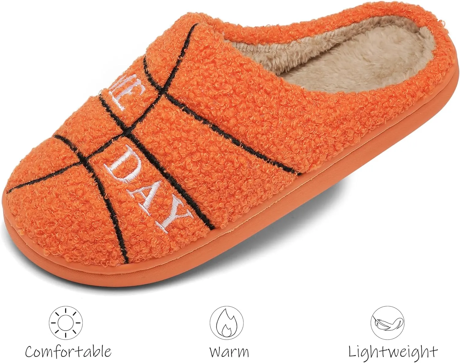 INMINPIN Women Men Ball Sports Slippers Soft Curly Plush House Shoes Cozy Bedroom Slippers Indoor Outdoor with Non Slip Sole for Sports Fan