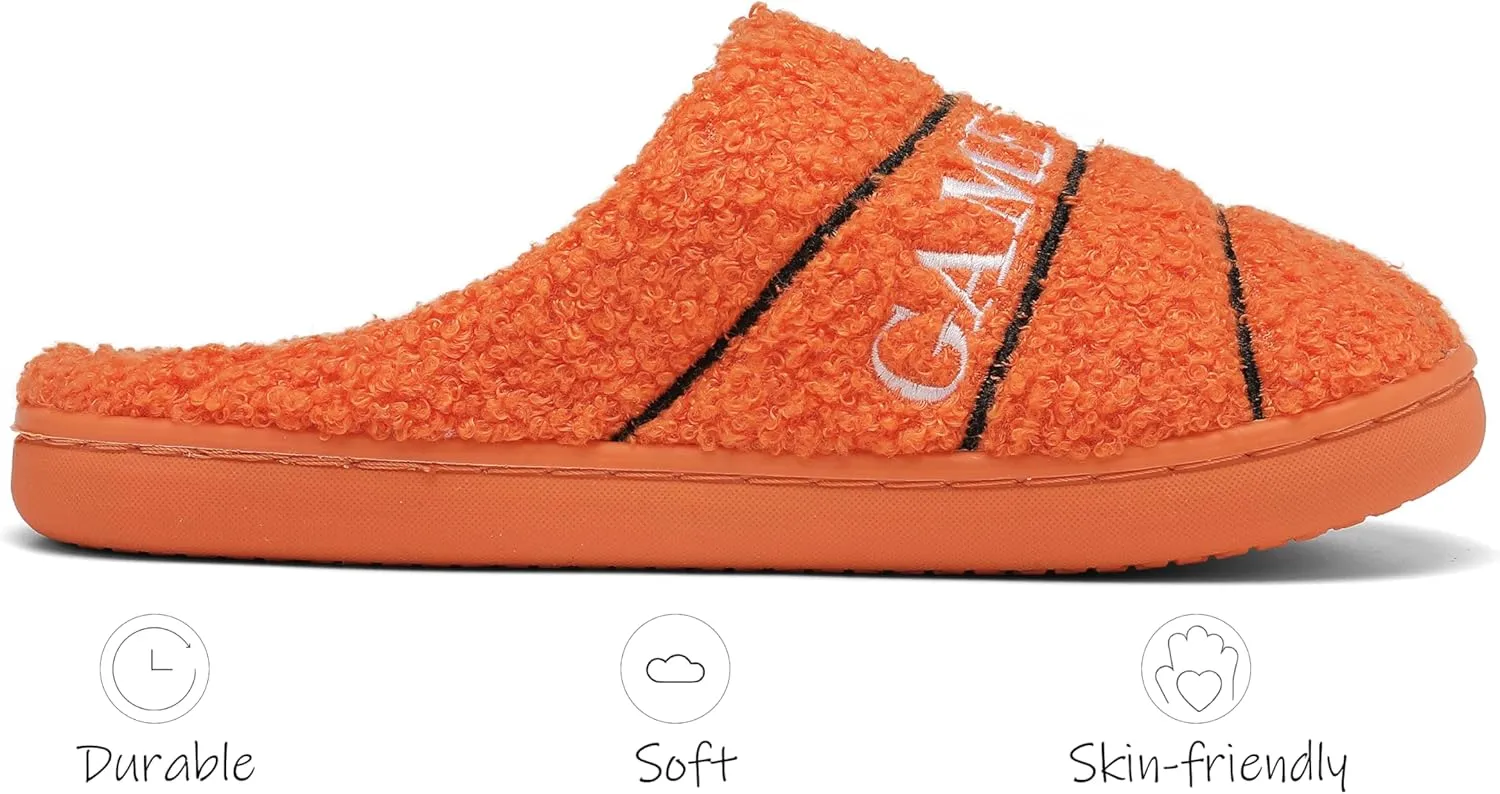 INMINPIN Women Men Ball Sports Slippers Soft Curly Plush House Shoes Cozy Bedroom Slippers Indoor Outdoor with Non Slip Sole for Sports Fan