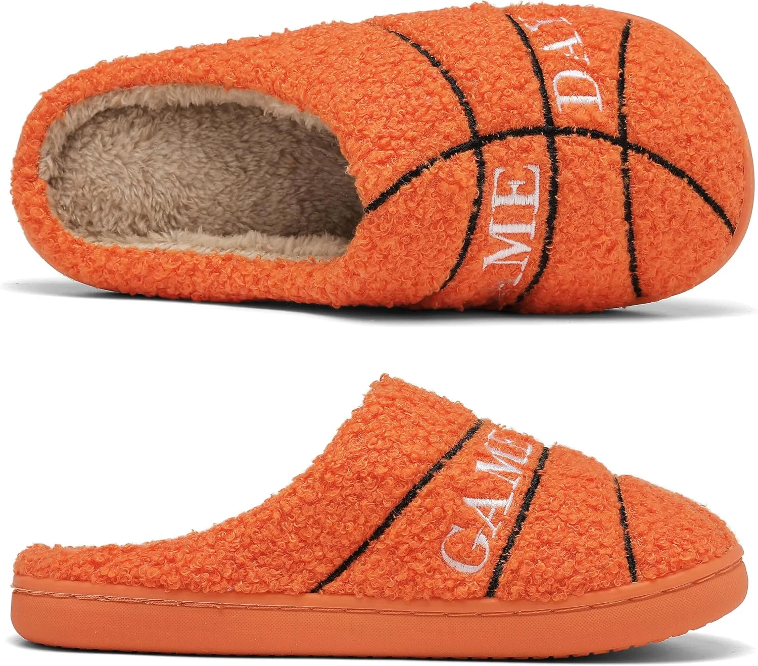 INMINPIN Women Men Ball Sports Slippers Soft Curly Plush House Shoes Cozy Bedroom Slippers Indoor Outdoor with Non Slip Sole for Sports Fan