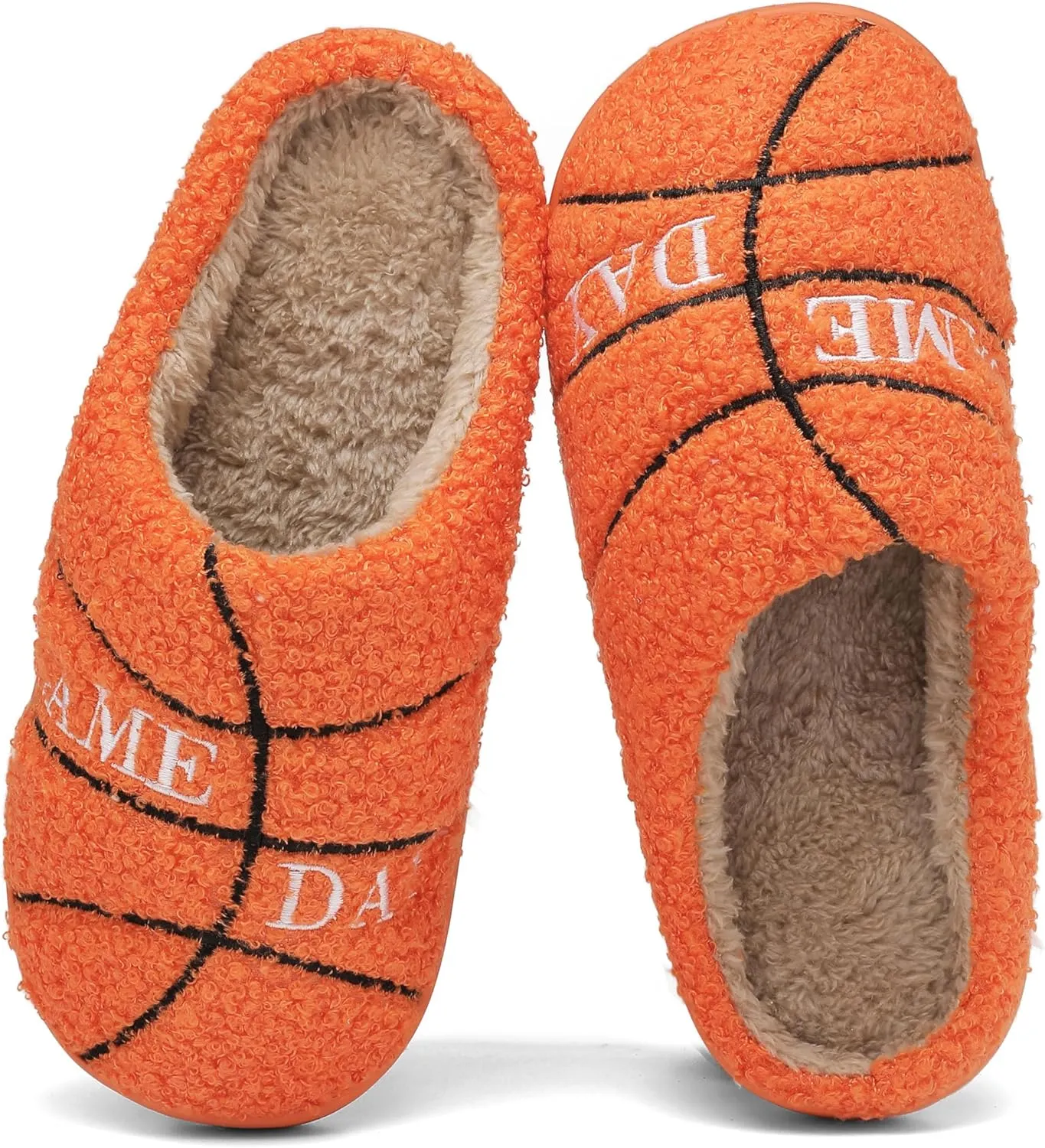 INMINPIN Women Men Ball Sports Slippers Soft Curly Plush House Shoes Cozy Bedroom Slippers Indoor Outdoor with Non Slip Sole for Sports Fan