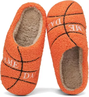 INMINPIN Women Men Ball Sports Slippers Soft Curly Plush House Shoes Cozy Bedroom Slippers Indoor Outdoor with Non Slip Sole for Sports Fan