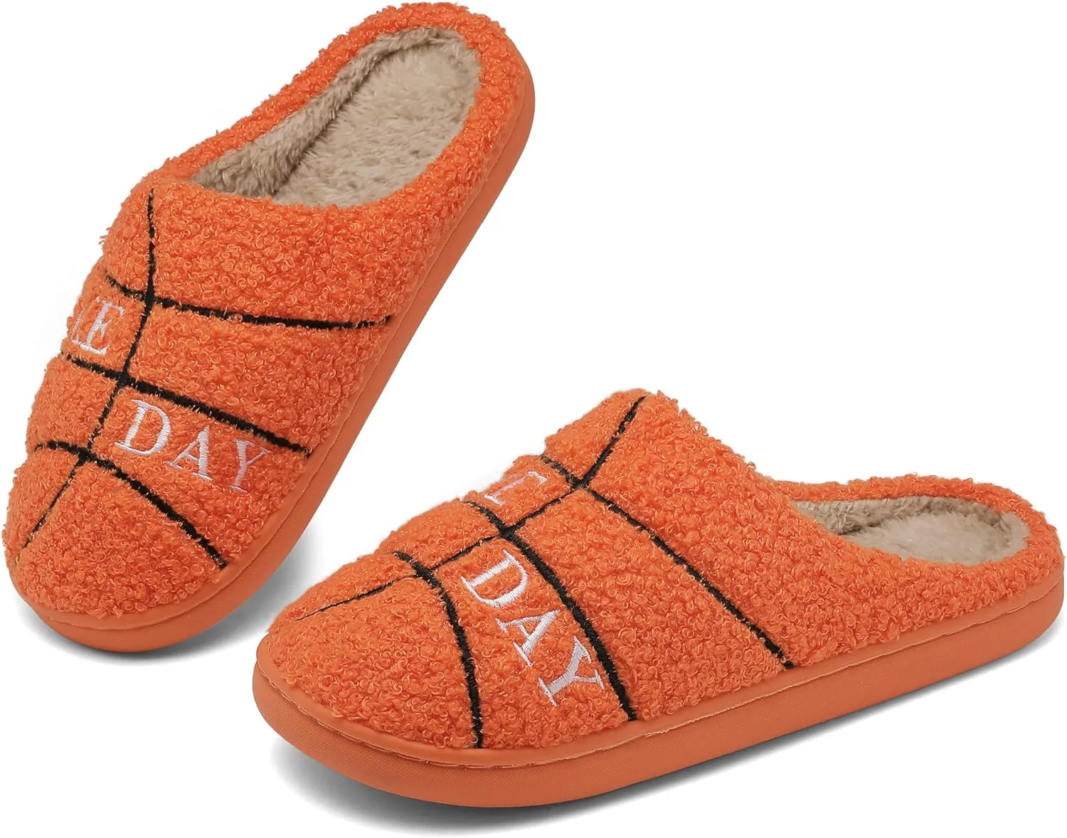 INMINPIN Women Men Ball Sports Slippers Soft Curly Plush House Shoes Cozy Bedroom Slippers Indoor Outdoor with Non Slip Sole for Sports Fan