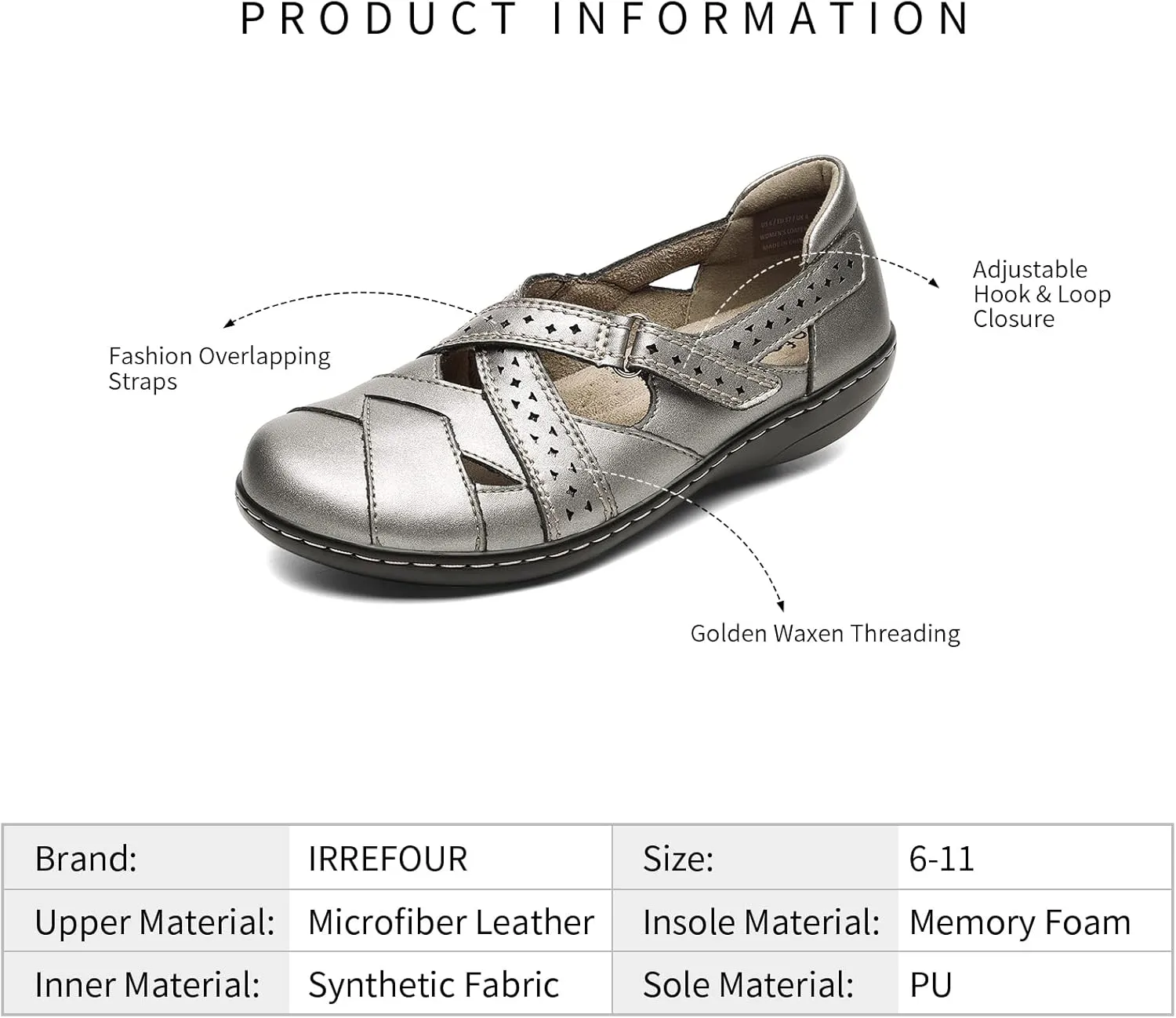 Irrefour Women's Classic Genuine Leather Casual Loafer Cute Slip-On Fashion Closed Toe Flat Sandal Comfy Work Sandal Everyday Walking Shoe