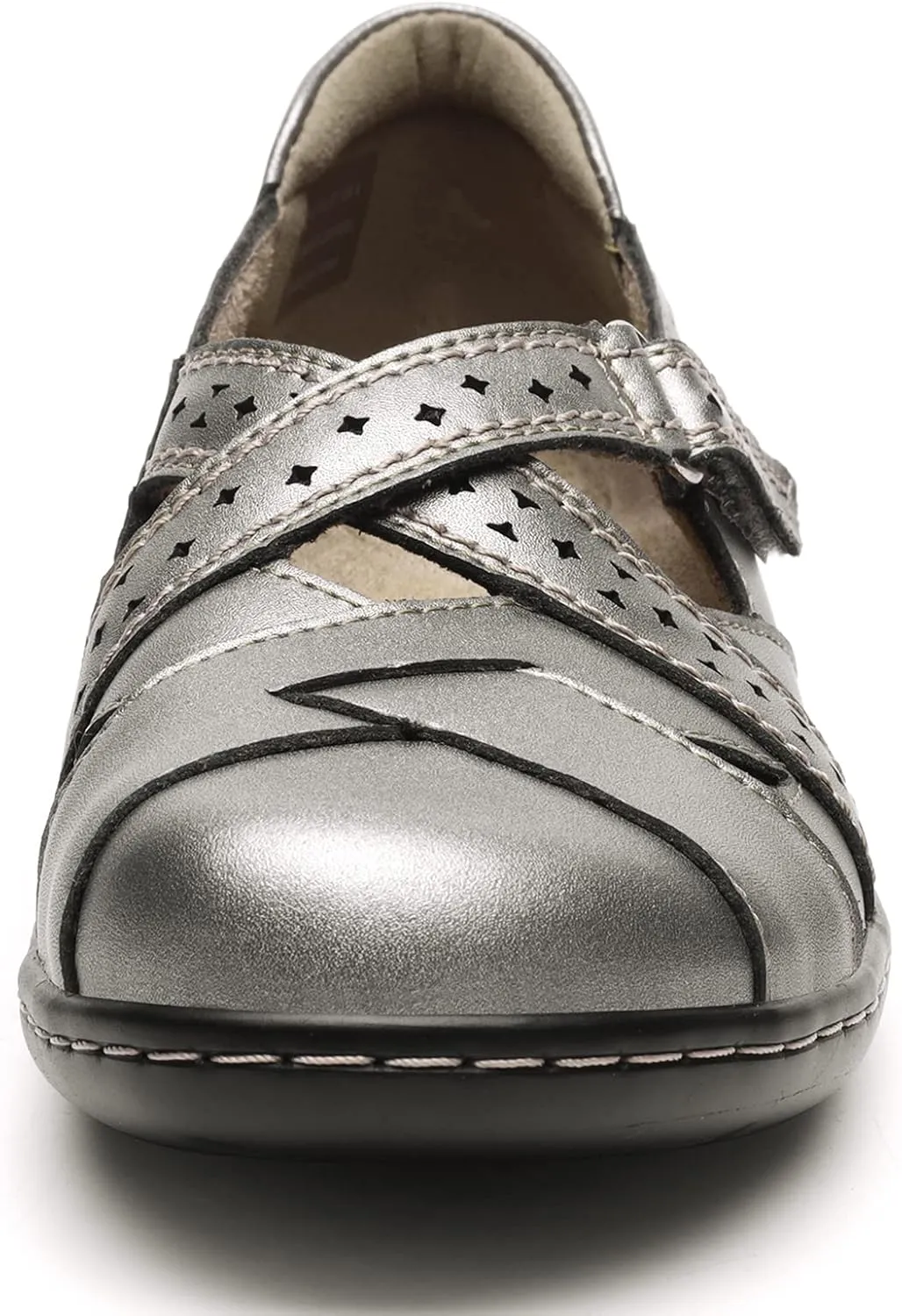Irrefour Women's Classic Genuine Leather Casual Loafer Cute Slip-On Fashion Closed Toe Flat Sandal Comfy Work Sandal Everyday Walking Shoe