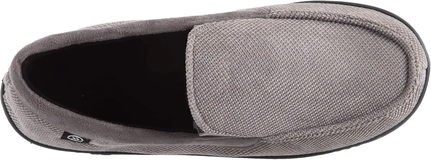 isotoner Men's Diamond Corduroy Moccasin Indoor/Outdoor Slipper with Memory Foam