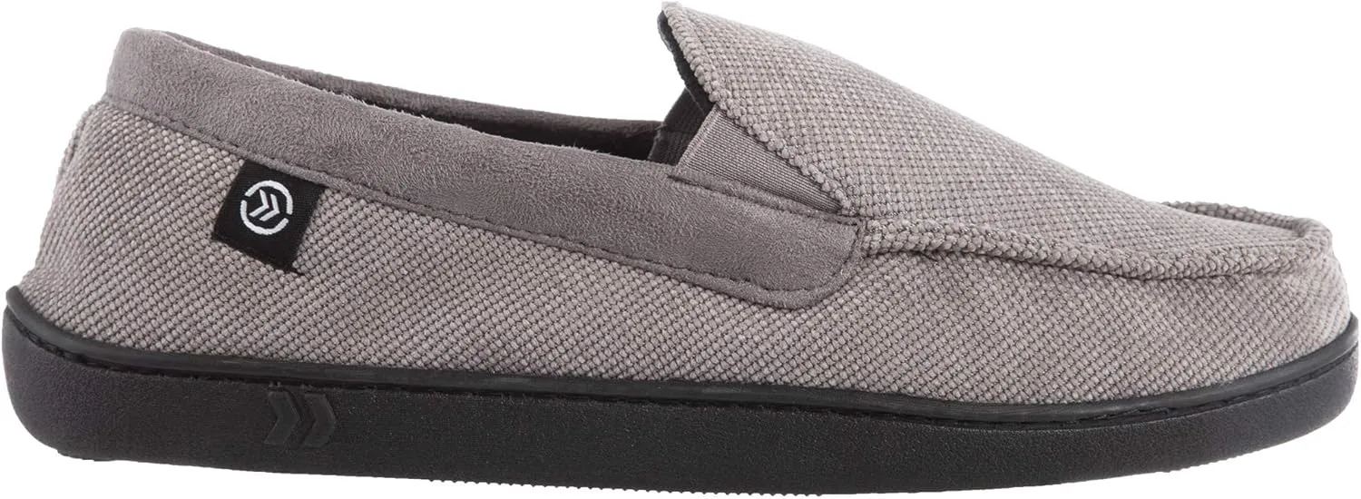 isotoner Men's Diamond Corduroy Moccasin Indoor/Outdoor Slipper with Memory Foam